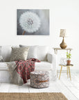 Neutral Grey Floral Canvas Wall Art, 'Dandelion King'