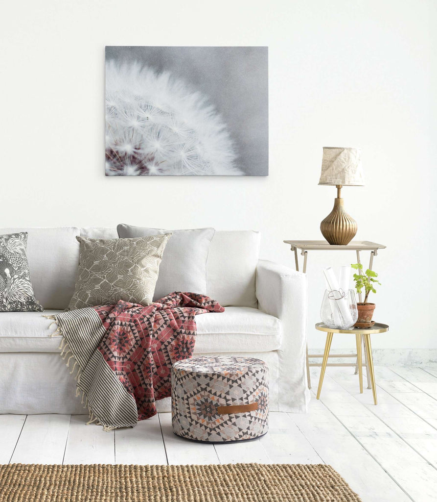 Grey Botanical Canvas Wall Art, 'Dandelion Queen'
