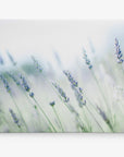 A soft-focus image of lavender flowers, capturing a serene and delicate scene in hues of blue and green, presented on a Offley Green Rustic Farmhouse Canvas Wall Art, 'Buds of Lavender' gallery wrap.