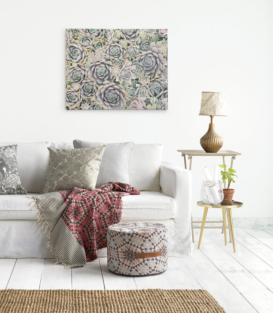 Pastel Sage Green Canvas Wall Art 'Succulents Forever'