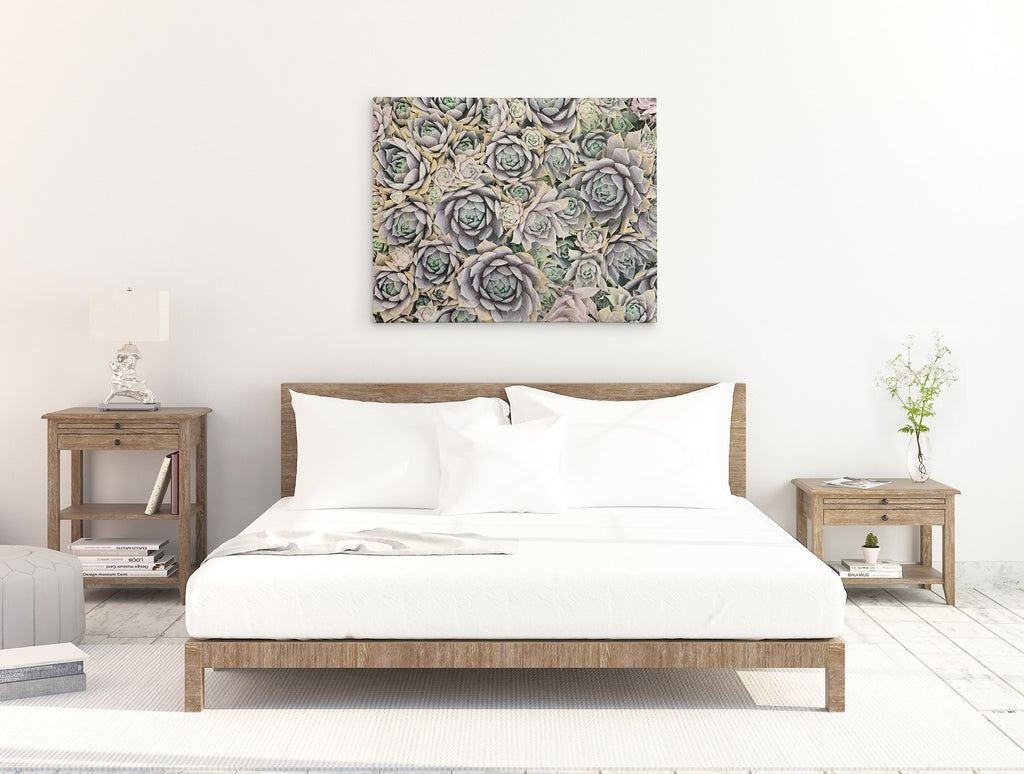 Pastel Sage Green Canvas Wall Art 'Succulents Forever'