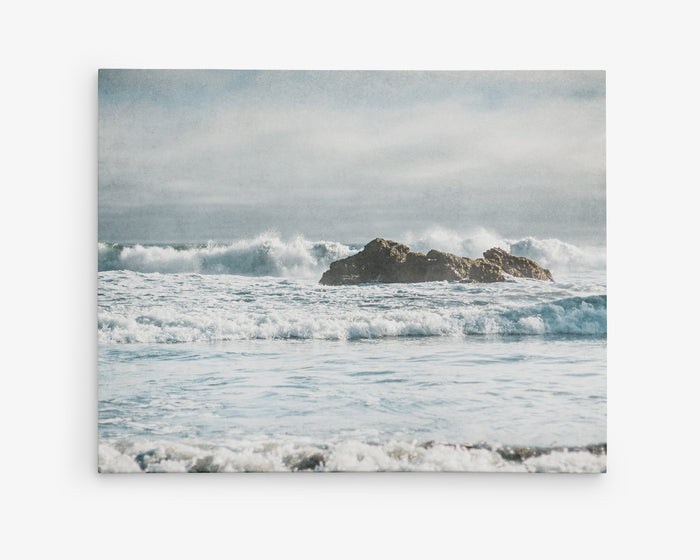 Coastal themed Canvas print of waves breaking over rocks