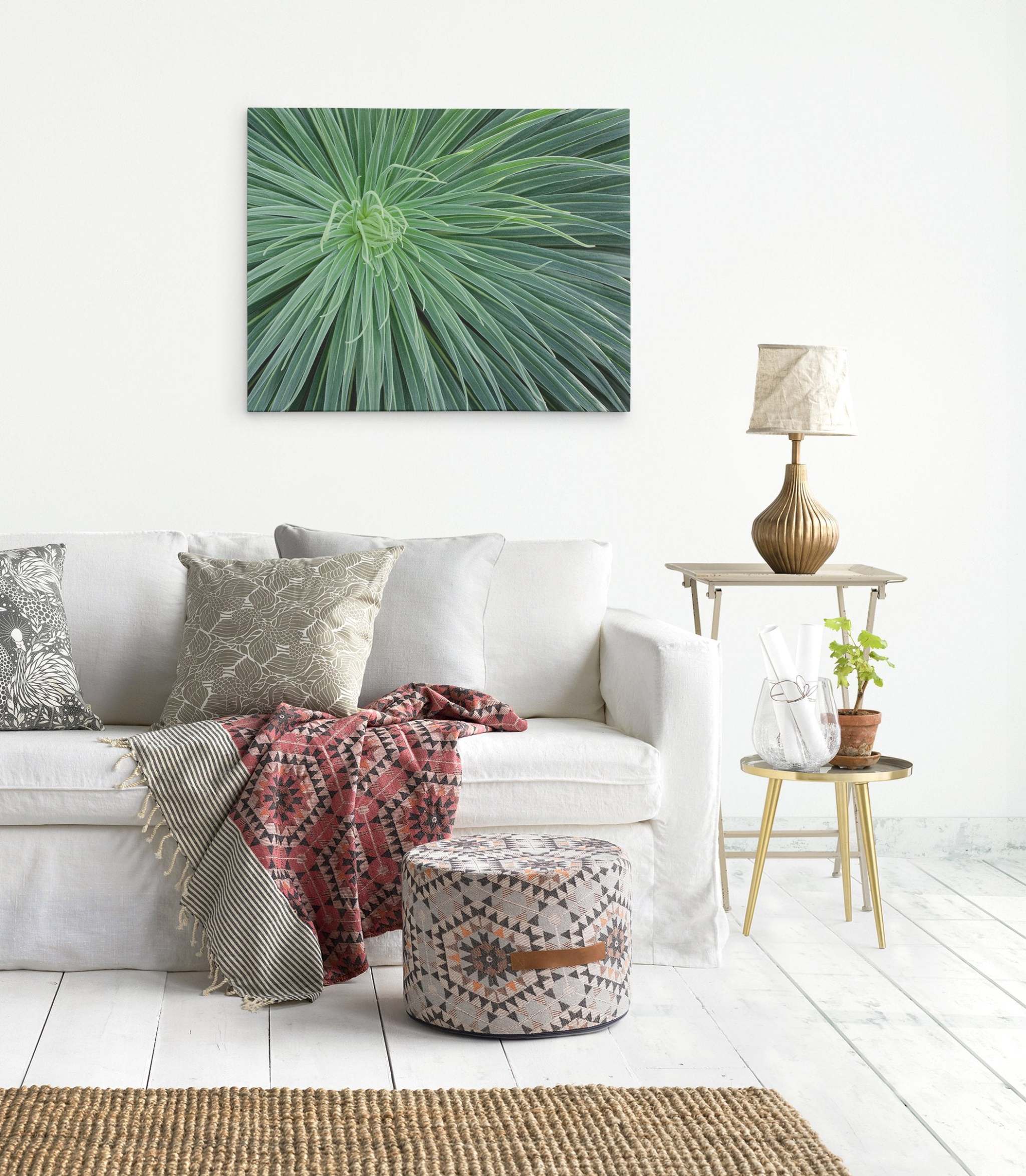 Abstract Green Botanical Canvas Wall Art, &#39;Desert Fireworks&#39;