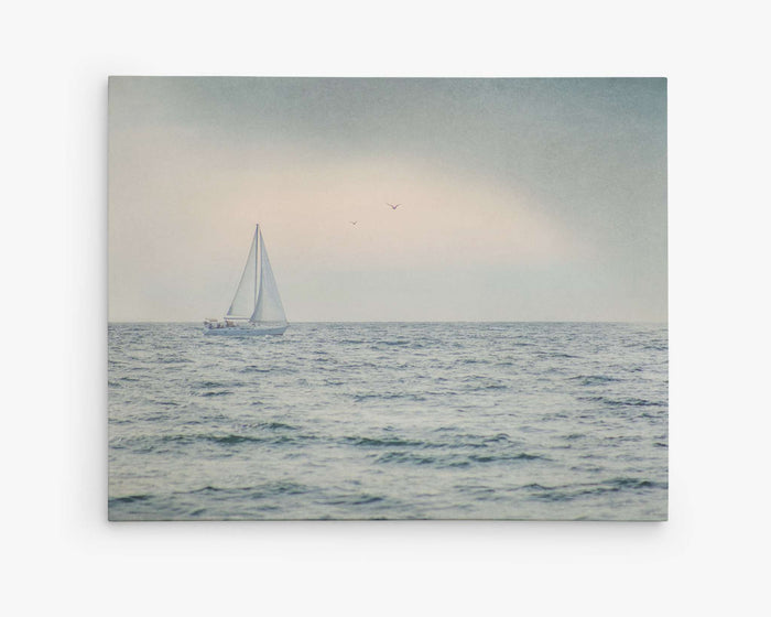 Nautical Sail Boat Canvas Art, 'Sailing Into Rain'