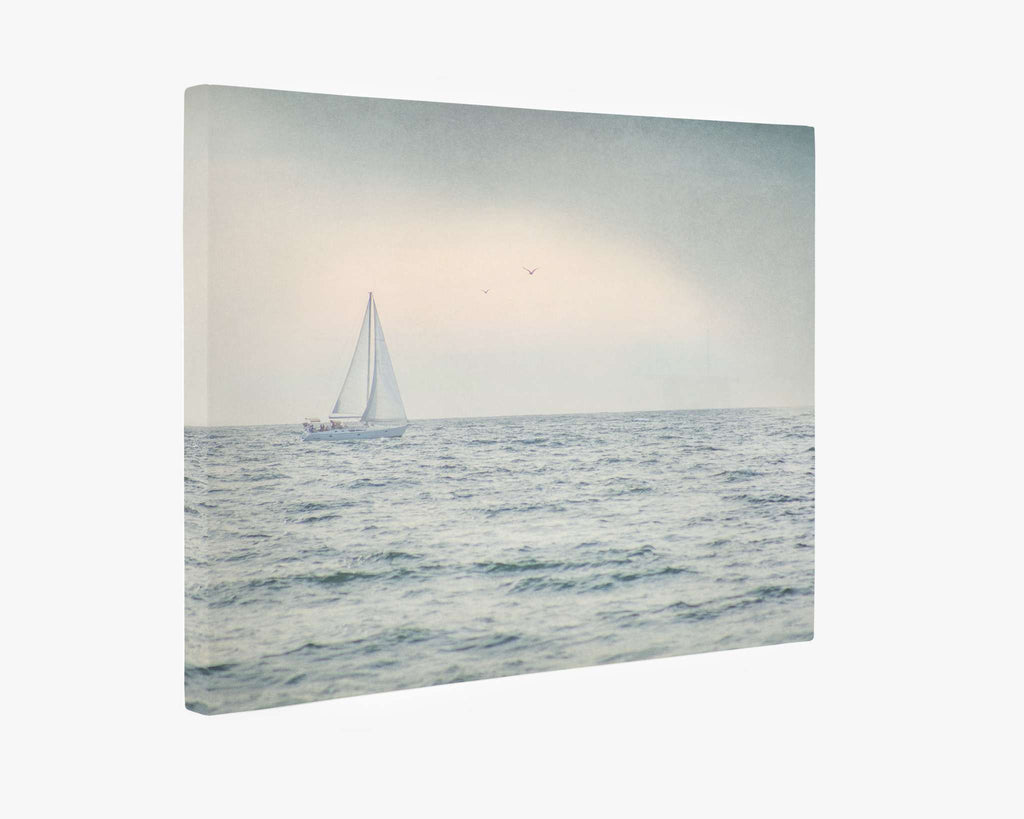 Nautical Sail Boat Canvas Art, 'Sailing Into Rain'