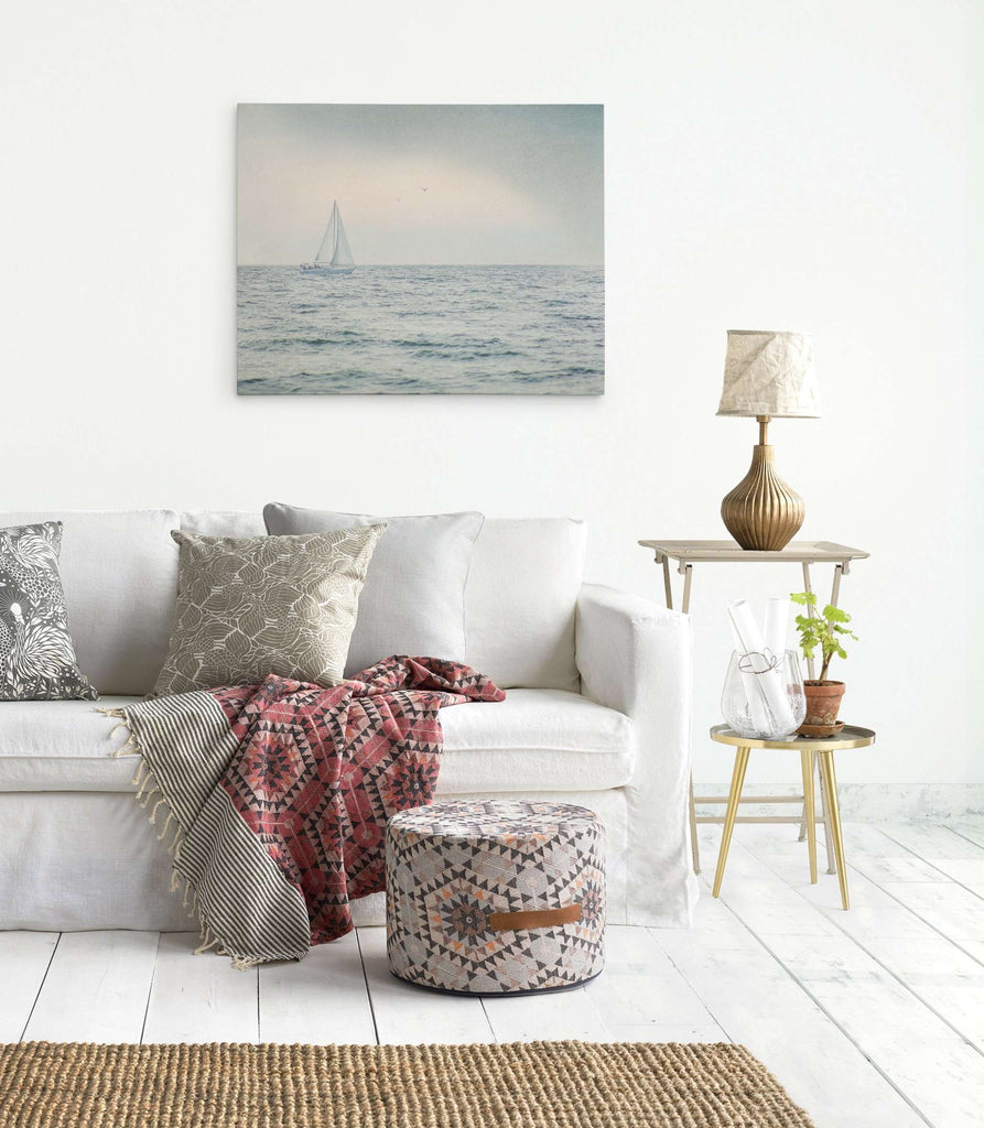Nautical Sail Boat Canvas Art, 'Sailing Into Rain'