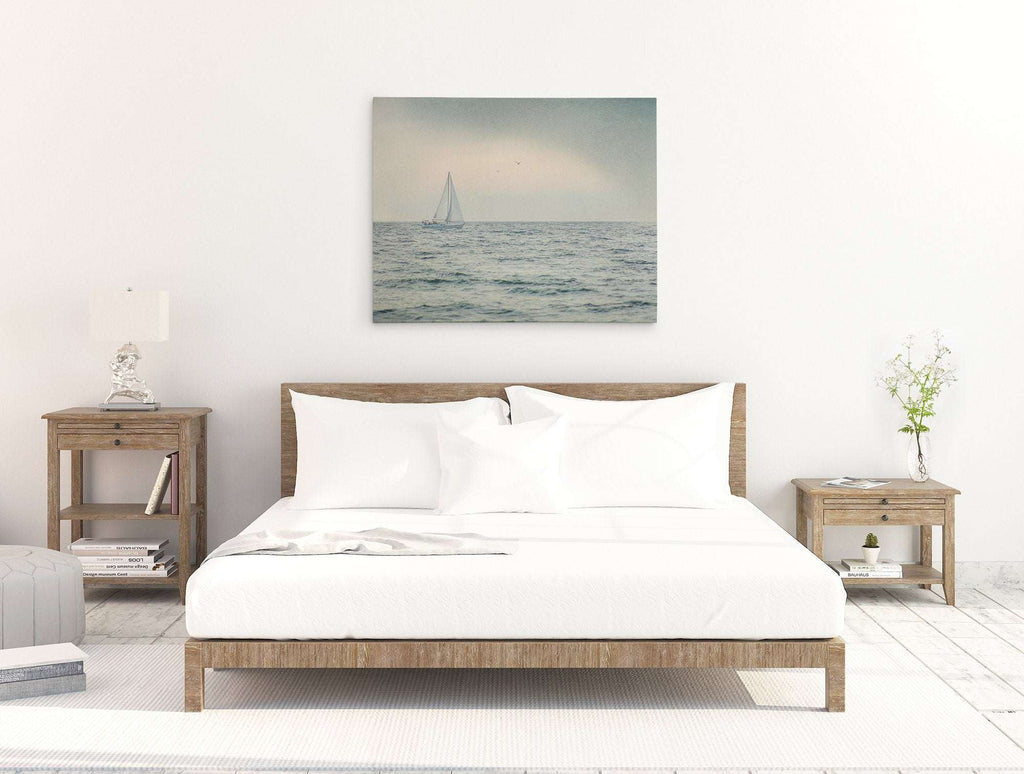 Nautical Sail Boat Canvas Art, 'Sailing Into Rain'