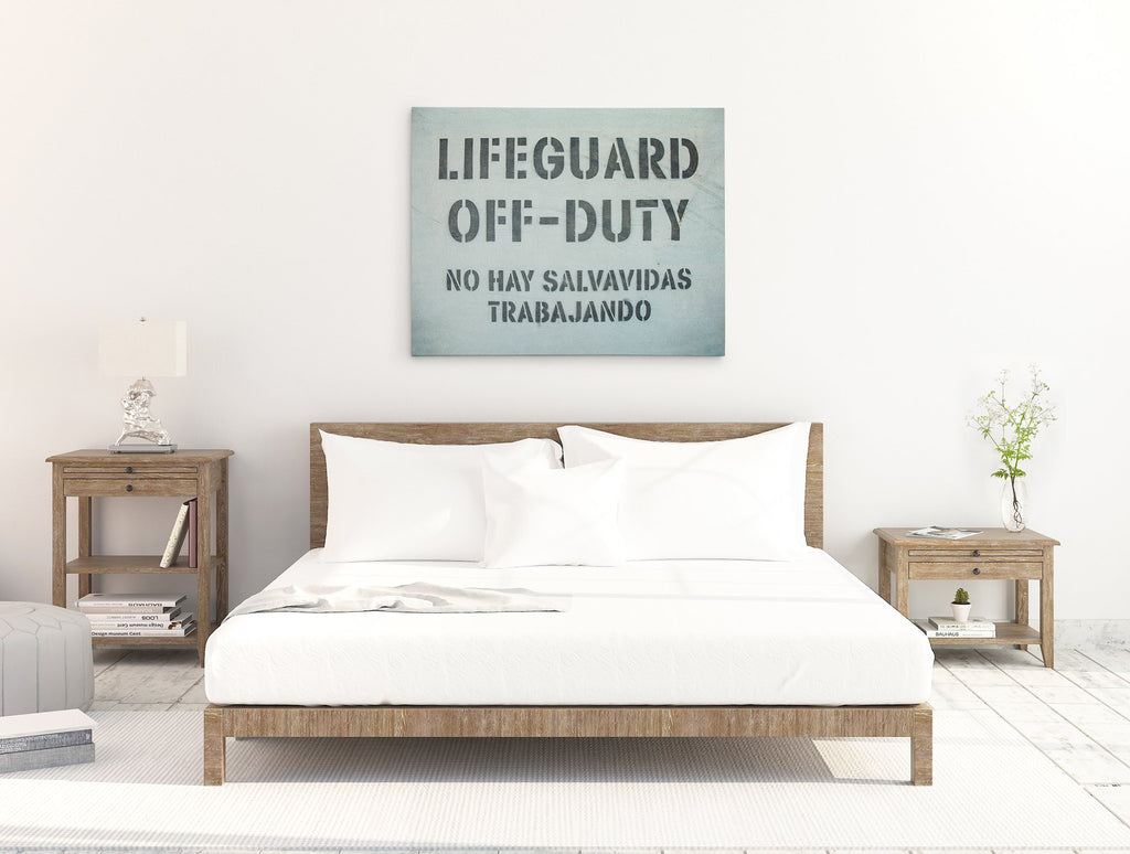 Teal Blue Surfer Beach Canvas Wall Art, 'Off Duty'
