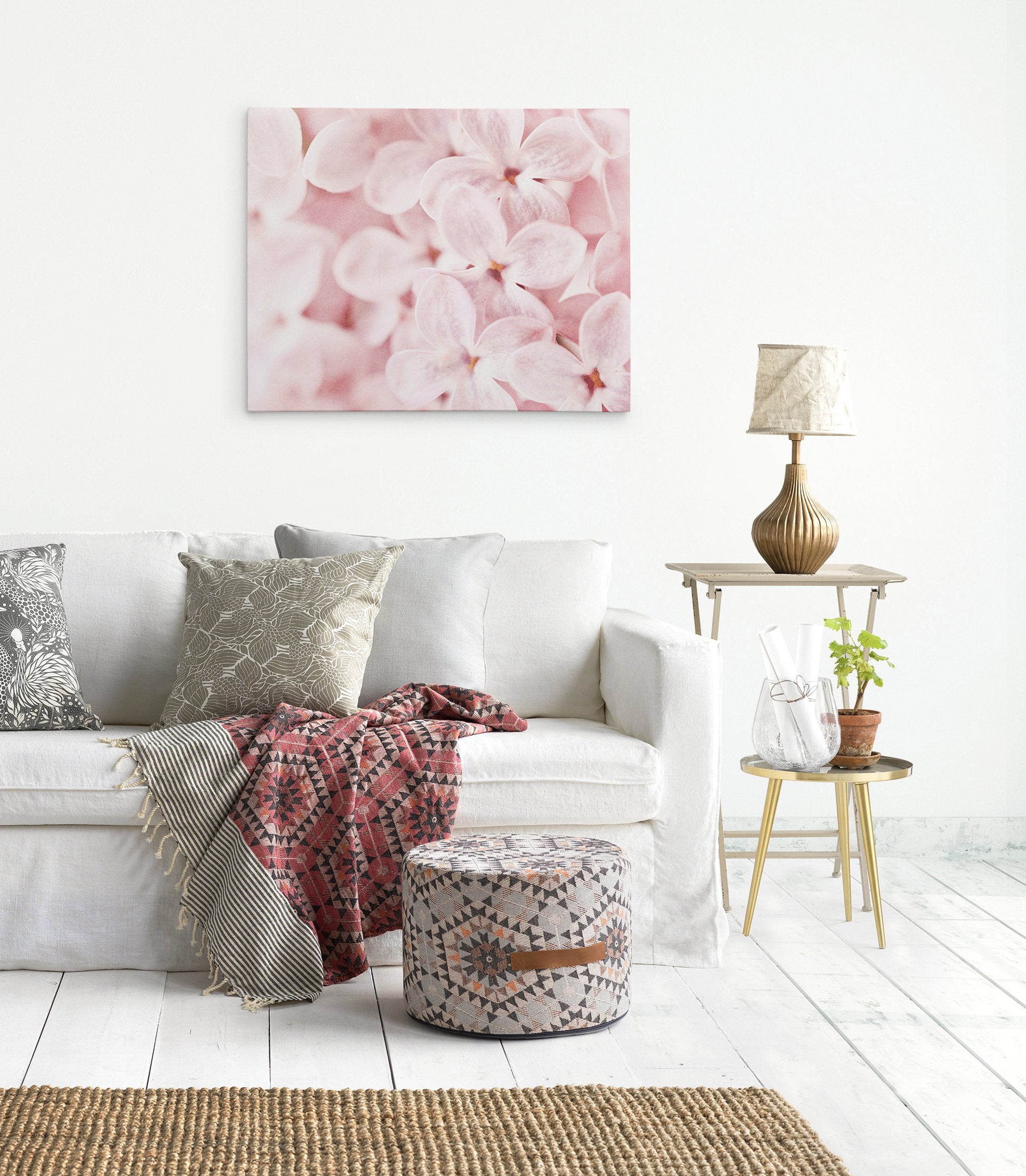 Pink Botanical Canvas Wall Art, &#39;Bed of Lilacs&#39;