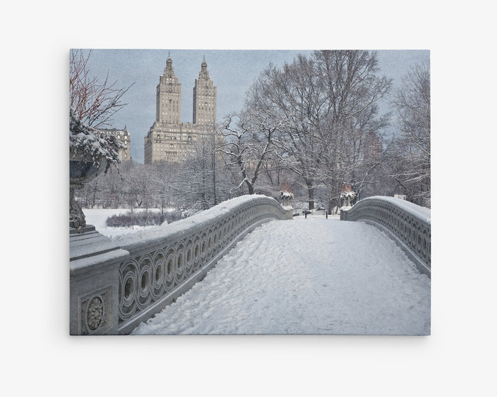 New York City Canvas Wall Art, 'Snow on Bow Bridge'