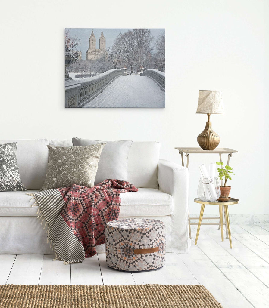 New York City Canvas Wall Art, 'Snow on Bow Bridge'