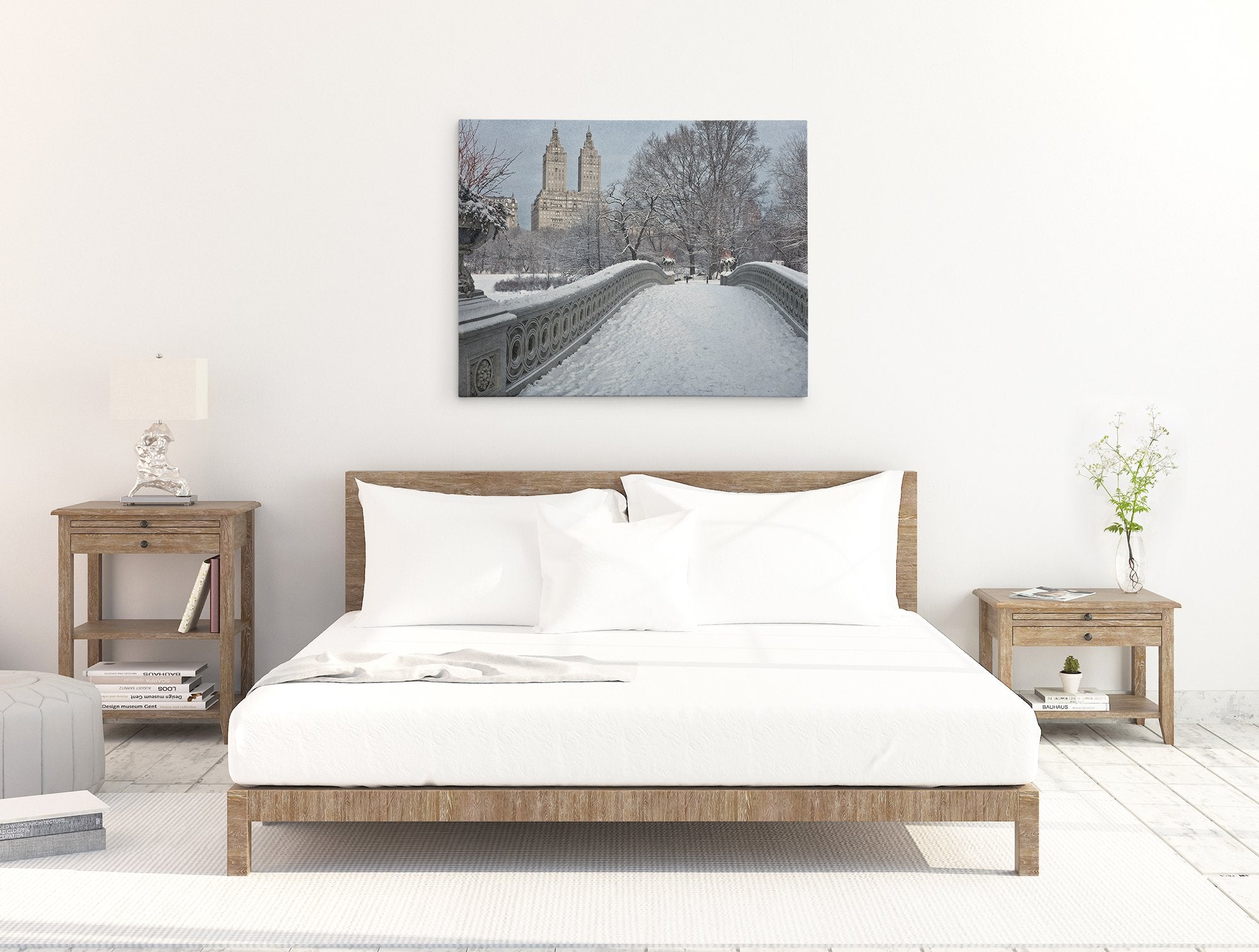 New York City Canvas Wall Art, &#39;Snow on Bow Bridge&#39;
